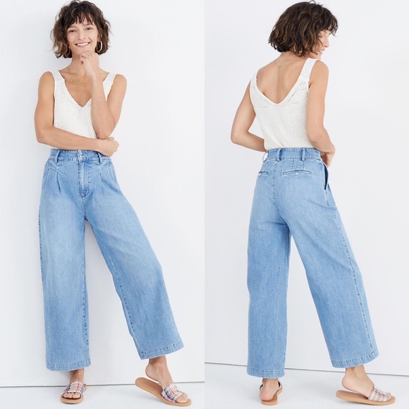 Madewell Denim - Madewell High Waisted Wide Leg Pleated Jeans